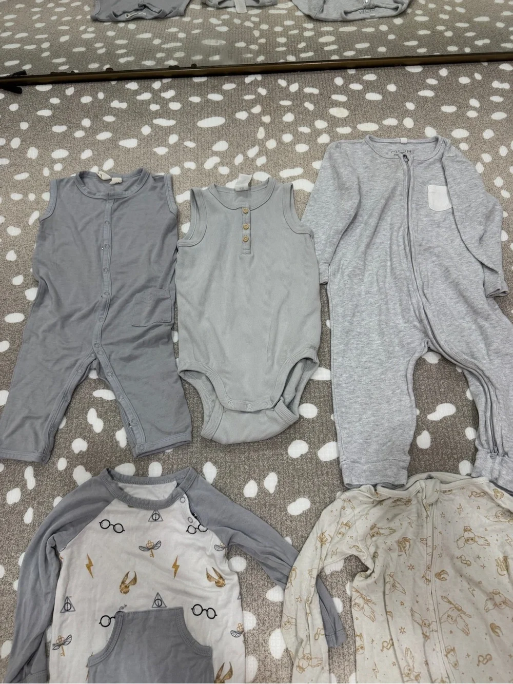 Lot of 5 Bamboo harry potter coverall romper onesie zippy playsuit neutral baby